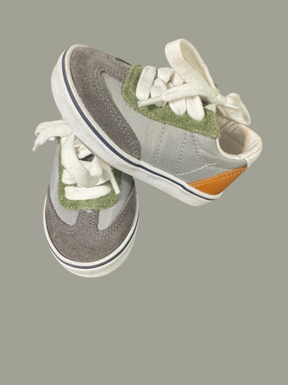 Janie and Jack Leather Colorblock Sneakers Baby Toddler Sz 5 Green Gray Orange